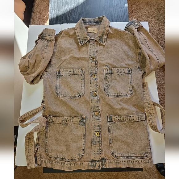 Sessun Ladies Faded Denim  Jacket With Belt Size S Oversized See Measurements - Picture 8 of 14